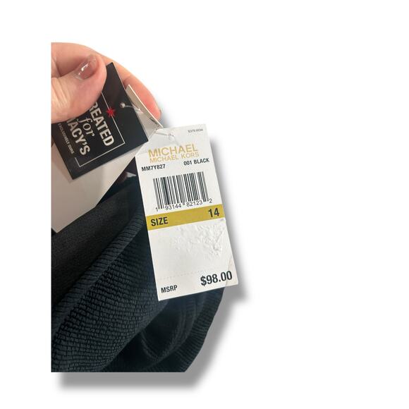 NEW Michael Kors Black Cut Out One Piece Swimsuit Size 14 One Shoulder Monokini - Picture 6 of 7